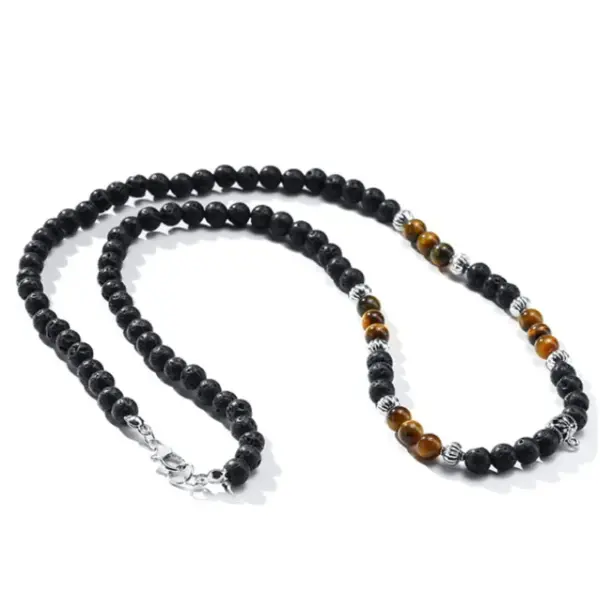 Volcanic Rock Black Matte Ethnic Style Necklace Men